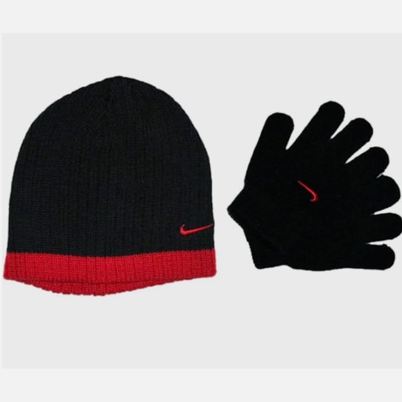 NWT Nike Boy's Knit Beanie Hat & Glove 2 Piece Set One Size - Picture 1 of 5
